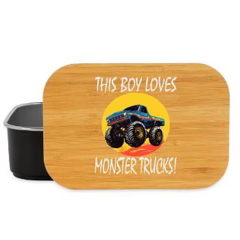 Le garçon adore les monster trucks - Boîte à goûter - noir - Devant