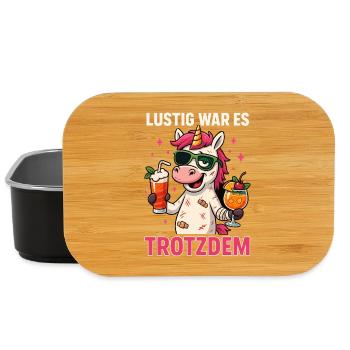 einhorn kater shirt, lustig war es - Lunch Box - Schwarz - Vorne