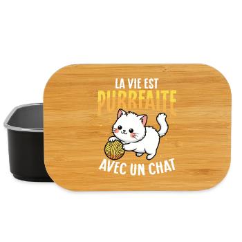 Life purrs with a cute cat - Lunch Box - black - Front