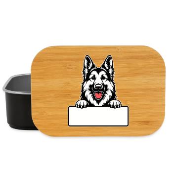German Shepherd with Name Tag - Lunch Box - black - Front