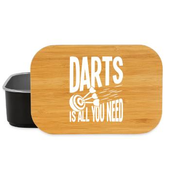 Darts Is All You Need, Funny Dart Spruch - Lunch Box - black - Front