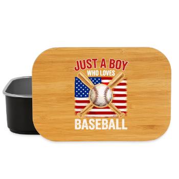 Boy loves baseball and flag - Lunch Box - black - Front