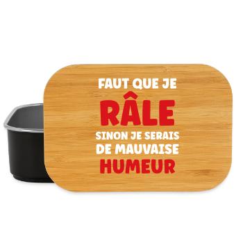 Faut que je râle humeur ardente - Boîte à goûter - noir - Devant