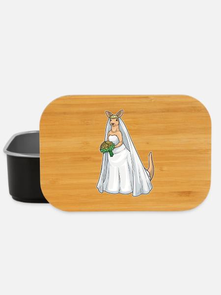 Känguru Braut Blumenstrauß Hochzeit - Lunch Box - Schwarz