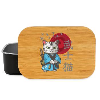 Katze Anime japanisch Samurai Kätzchen - Lunch Box - Schwarz - Vorne