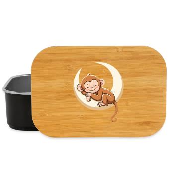 Sleeping monkey on moon pillow - Lunch Box - black - Front