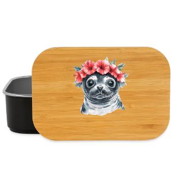 Flower Wreath Seal - Lunch Box - black - Front
