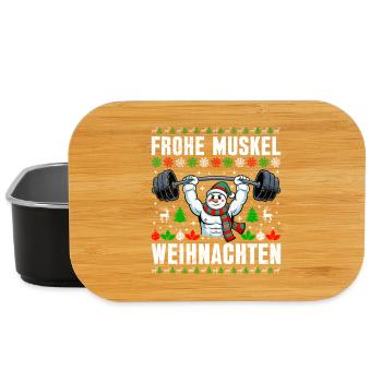 Gym MERRY MUSCLE CHRISTMAS Funny - Lunch Box - black - Front