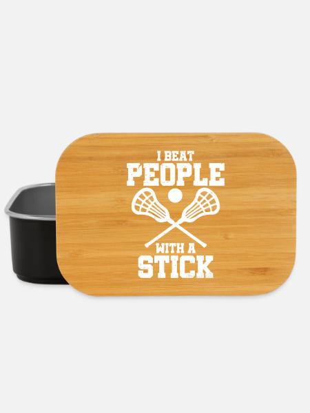 I Beat People with A Stick Funny Lacrosse - Lunch Box - Schwarz