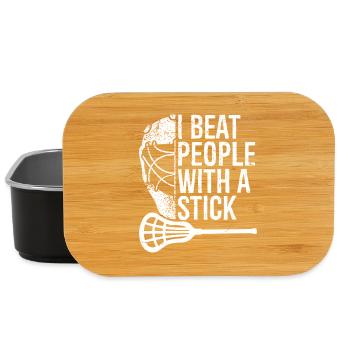 Lacrosse Lax Player Beat People with A Stick - Lunch Box - black - Front