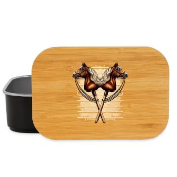 Crossing Horse Heads Hobby Horsing - Lunch Box - black - Front