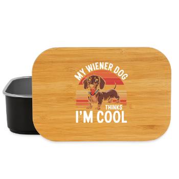 My Wiener Dog Thinks In Cool Funny Dachshund - Lunch Box - black - Front
