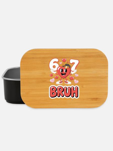 Funny 67 Bruh Meme Valentines Day Heart for Boys  - Lunch Box - black