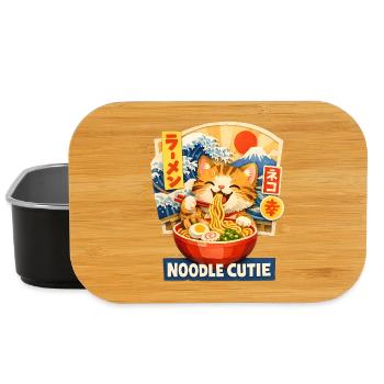 Ramen Nouilles, Amoureux des Chats, Kats Kawaii Rétro - Boîte à goûter - noir - Devant