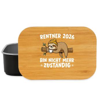 Rentner 2026 Faultier Nicht mehr zuständig - Lunch Box - Schwarz - Vorne