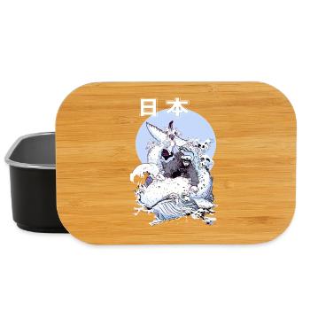 Japanese Whale Fight – Ukiyo-e Marine Art - Lunch Box - black - Front