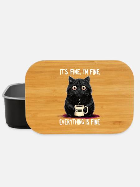 Its Fine Im Fine Kaffee Katze Humor - Lunch Box - Schwarz