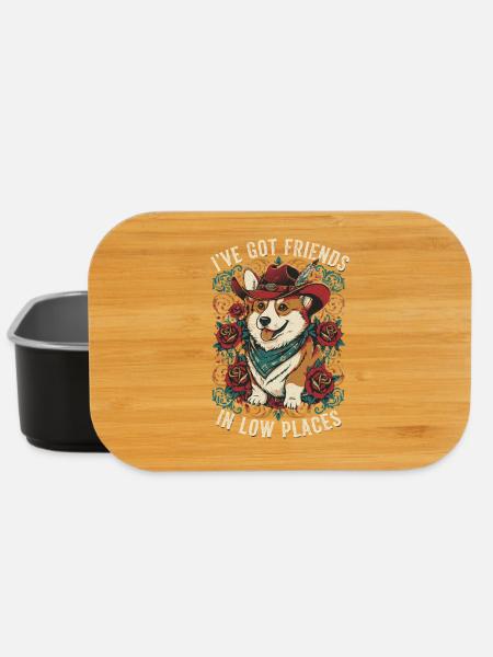 Cowboy Corgi Dog - Lunch Box - black