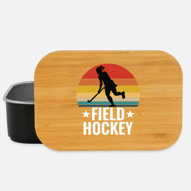 Field Hockey Womens Retro Vintage - Lunch Box - black