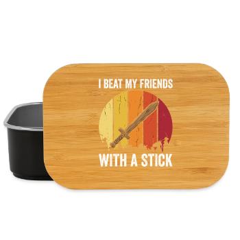 I Beat My Friends With A Stick – Retro Design - Lunch Box - black - Front