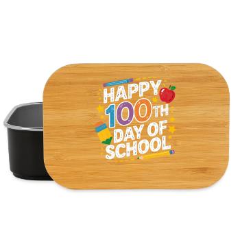 100. Schultag Neon Design - Lunch Box - Schwarz - Vorne