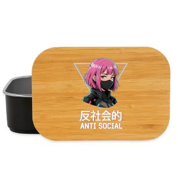 Antisoziales Japanisches Vaporwave Anime Mädchen - Lunch Box - Schwarz - Vorne