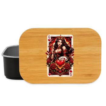 Playing Card Queen of Hearts Couple Valentine's Day No. 2 - Lunch Box - black - Front