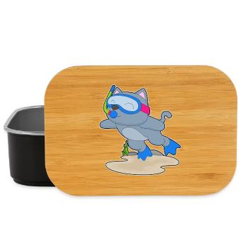 Katze Taucher Schnorchel Tauchen - Lunch Box - Schwarz - Vorne