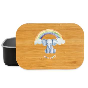 Aquarell Elefant unterm Regenbogen für Kinder - Lunch Box - Schwarz - Vorne