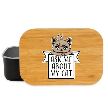 Demandez-moi pour mon chat Chat Amour des animaux Animaux - Boîte à goûter - noir - Devant