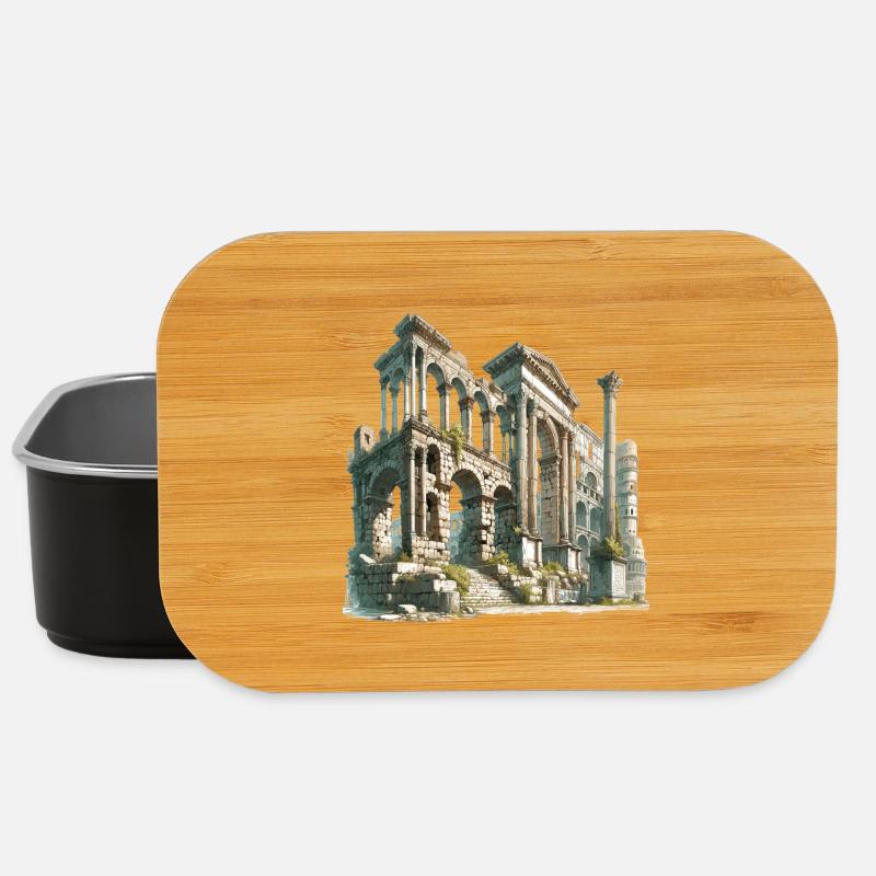 Ancient Ruins Architecture Illustration - Lunch Box - black
