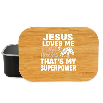 Jesus loves me, I love horses - Lunch Box - black - Front