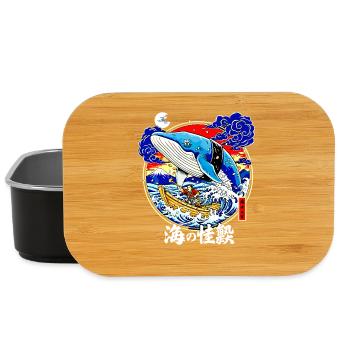 Sushi Whale Japanese Art Big Wave Fuji - Lunch Box - black - Front