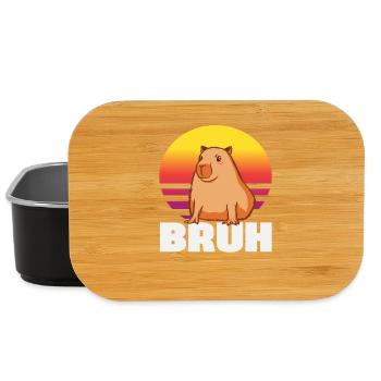 Retro Capybara Bruh Cute Funny Animal - Lunch Box - black - Front
