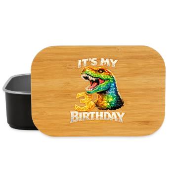 Its My 3 Birthday Dino Party - Lunch Box - black - Front