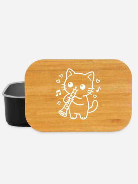 Kawaii Katze Klarinette - Lunch Box - Schwarz