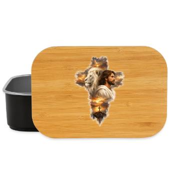 Jesus Löwe Juda Kreuz Christliche Glaubensbibel - Lunch Box - Schwarz - Vorne