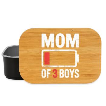 Maman de 3 garçons Batterie faible - Boîte à goûter - noir - Devant
