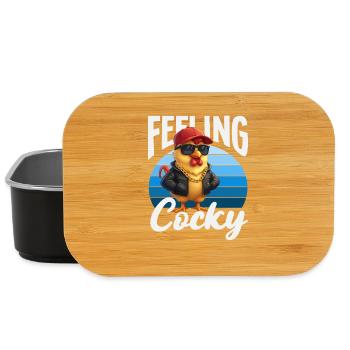 Feeling Cocky Lustiges Hahn Wortspiel - Lunch Box - Schwarz - Vorne