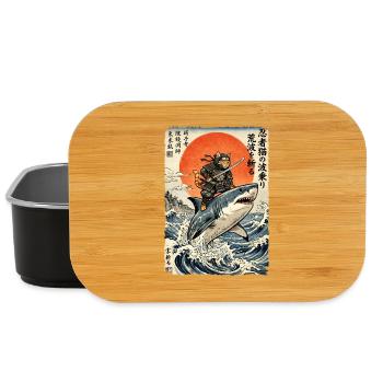 Ninja Cat, Japanese Warrior & Fighter, Shark - Lunch Box - black - Front