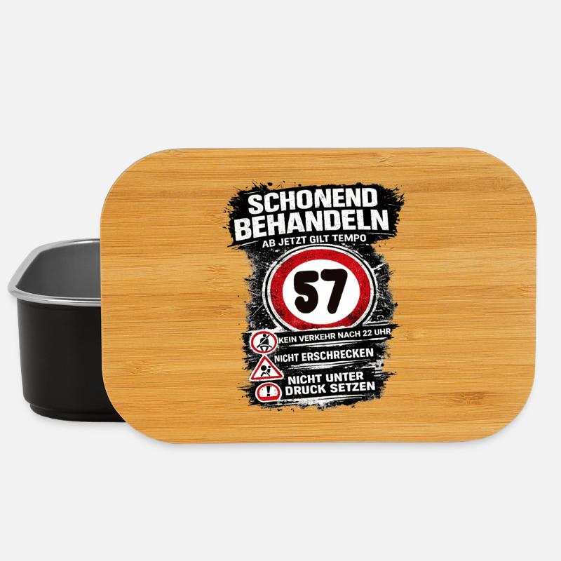 Traitez doucement Panneau de circulation 57 anniversaire - Boîte à goûter - noir