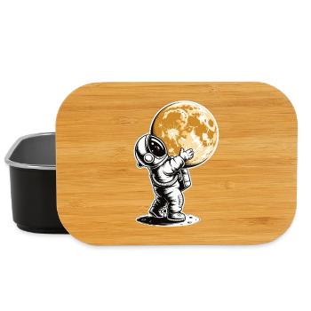 Astronaut Hugging Moon T-Shirt - Lunch Box - black - Front