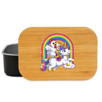 Chevauchant une licorne de poulet, amoureux de la licorne, arc-en-ciel drôle. - Boîte à goûter - noir - Devant