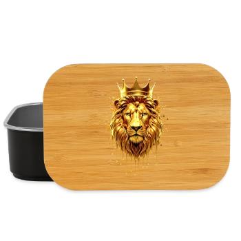 Löwe mit Krone Gold Optik – Majestätisch - Lunch Box - Schwarz - Vorne