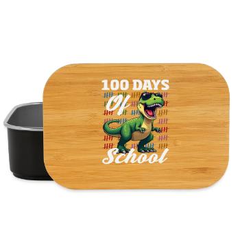 100 Tage Schule Dino Strichliste - Lunch Box - Schwarz - Vorne