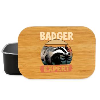 Funny Animal Badger - Lunch Box - black - Front