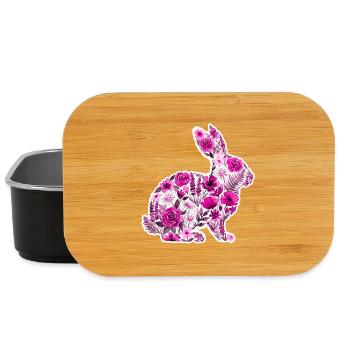 Hase Silhouette Blumen Pink - Lunch Box - Schwarz - Vorne