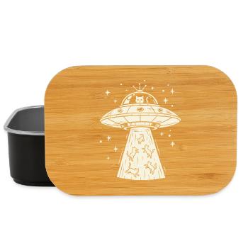 Cats UFO Abduction - Animal Alien Sci-Fi - Lunch Box - black - Front