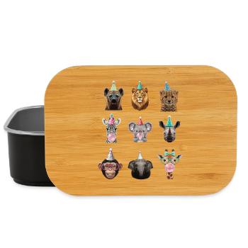 Animals Zoo Party Jungle Safari Zoo Birthday - Lunch Box - black - Front