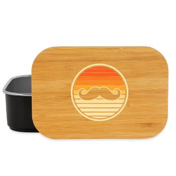 Hipster rétro à la moustache au coucher de soleil - Boîte à goûter - noir - Devant